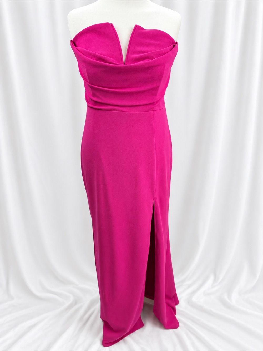 Lulus NWT Magenta Strapless V-Bar Draped Maxi Dress XL